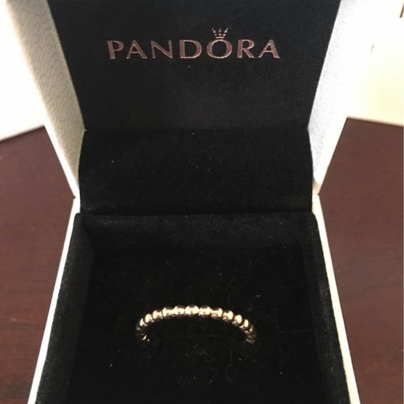 Pandora ETERNAL CLOUDS Rose GOLD Plated STACKABLE Band RING 7.5 (56) #180615 NEW - Picture 1 of 2